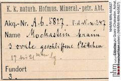 Etiketten zu Quarz (Chalcedon, Achat, Dendritenachat/Mokkastein) (NHMW-MIN-Ab5827)